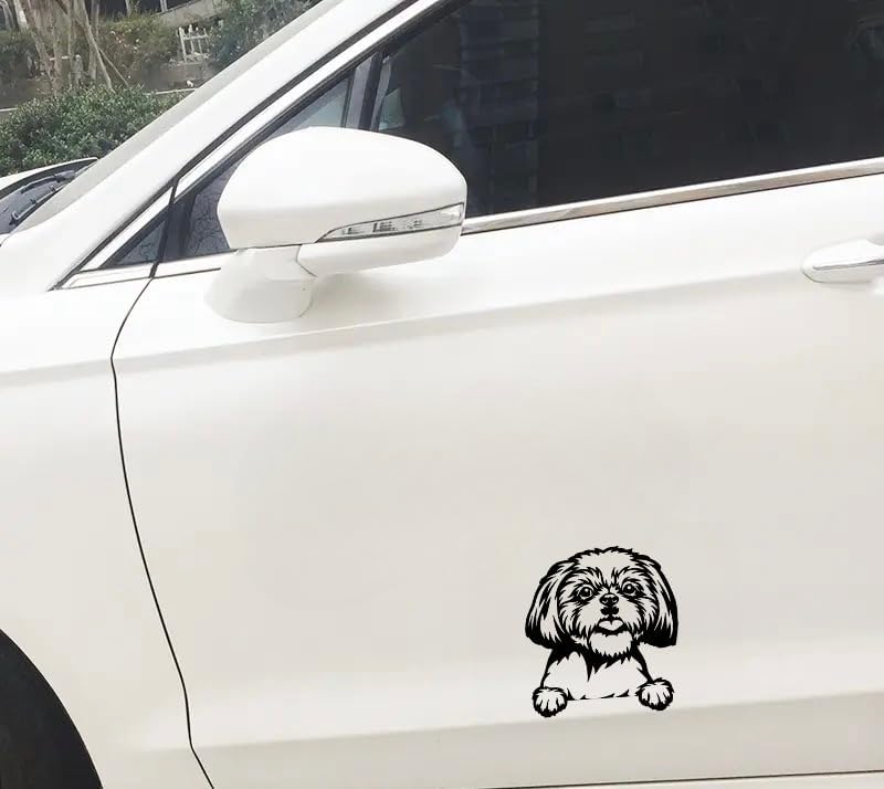 MAKTEM Cute Shih Tzu Car Decal, Peekaboo Graphic Decal Window Cling, Pup on Board Car Sticker, Peeking Dog Car Sticker Window Decals Anime, Cute Vinyl Decor (Shih Tzu) - Image 1